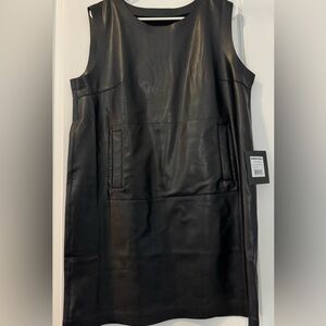 Norma Kamali Black Sleeveless Vegan Leather Mini Dress